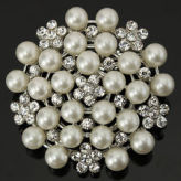 Silver Pearl and Diamond Broach