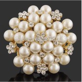 Gold Pearl and Diamond Broach