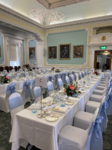 Light blue linen bows to match Surgeon Hall's wall colour