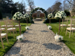 carlowrie castle outdoor wedding with foliage arch