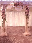 Pink Florals on Wooden arch 