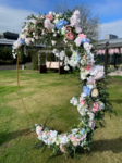 Half Moon Arch - Blue/Pink Florals with Greenery