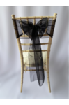 Black Crystal Organza Sash on Chiavari chair