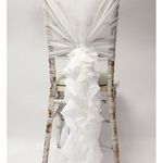 White Ruffled Chair Drape on Chiavari chair