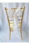 White Velvet Flock Sash on Chiavari chair
