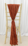 Rust (Rosewood) Cheesecloth Drape on Chiavari chair
