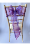 Dark Purple Two Tone Organza Sash on Chiavari chair
