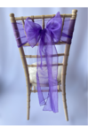 Purple Crystal Organza Sash on Chiavari chair
