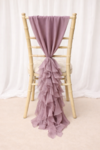 Mauve chiffon Ruffle Drape on Chiavari chair