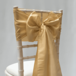 Champagne Gold Taffeta Sash on Chiavari chair
