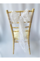 White Velvet Flock Sash on Chiavari chair