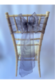 Platinum Lilac Silver Organza Sash on Chiavari chair