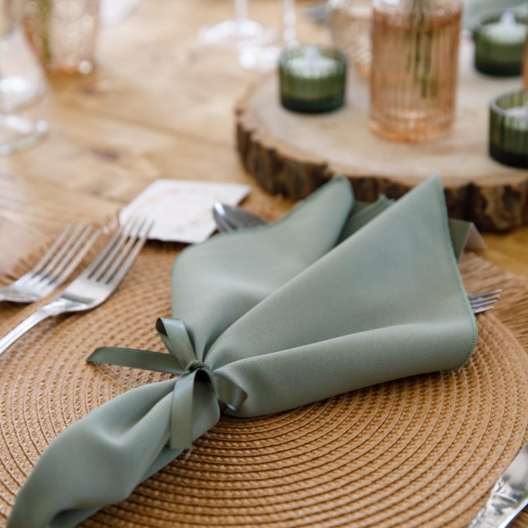 Sage Napkin with Fringed Place Mat
