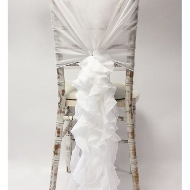 White Chiffon Ruffle Drape With Hood