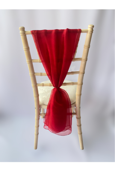 Red Crystal Organza Chair Drape