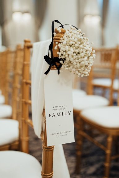Aisle Seat Posy with Reserved Sign