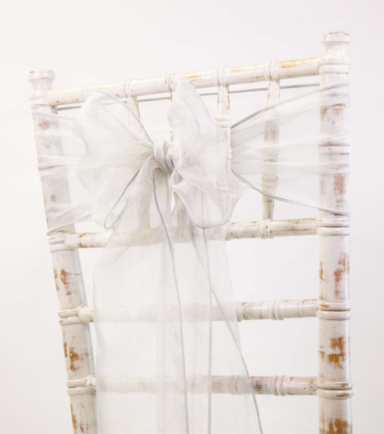 Silver Crystal Organza Sash