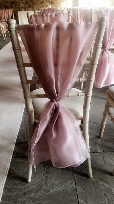 Mauve Organza Chair Drape