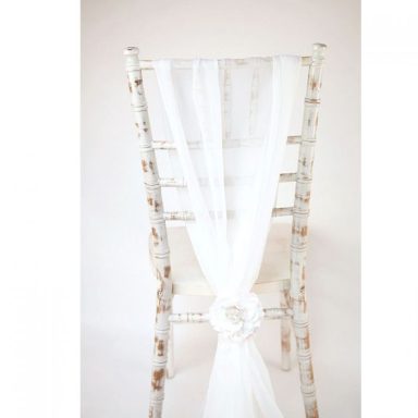 White Voile Chair Drape