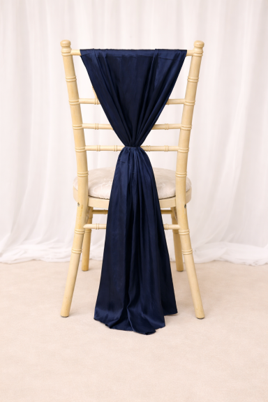 Midnight Blue Taffeta Chair Drape