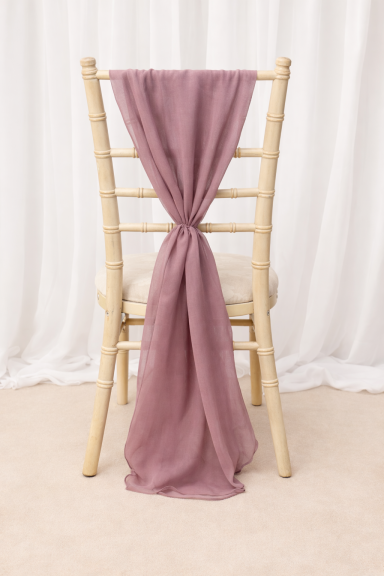 Mauve Chiffon Chair Drape