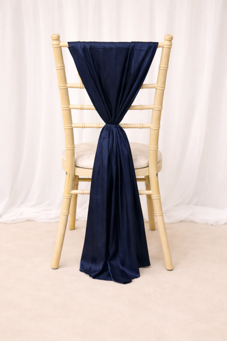 Midnight Blue Taffeta Chair Drape Midnight Blue Taffeta Chair Drape