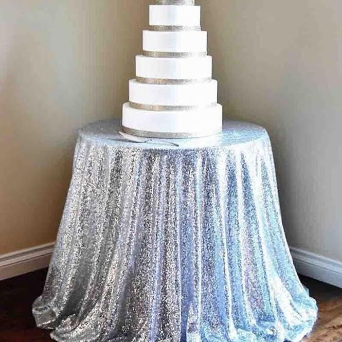 Silver Sequin Cake Table Cloth