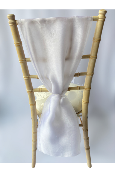 White Crystal Organza Chair Drape