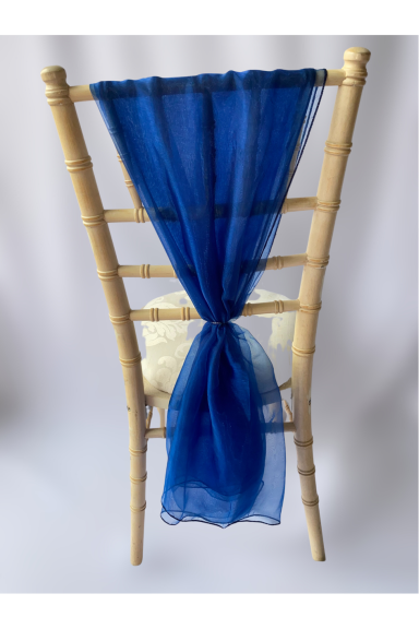 Navy Organza Chair Drape