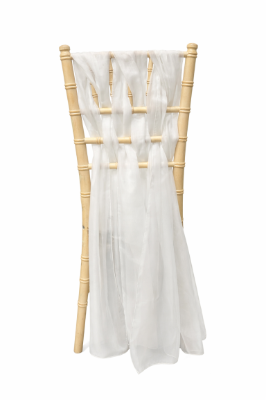 White 5-Weave Chiffon Chair Drape