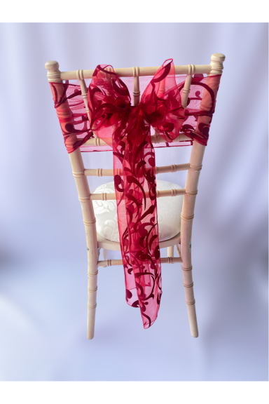 Red Velvet Flock Organza Sash