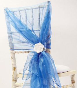 Royal Blue Crystal Organza Chair Drape Royal Blue Crystal Organza Chair Drape