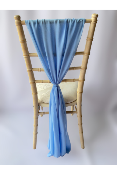 Pale Blue Chiffon Chair Drape