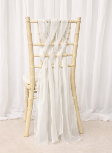 White 3-Weave Chiffon Chair Drape